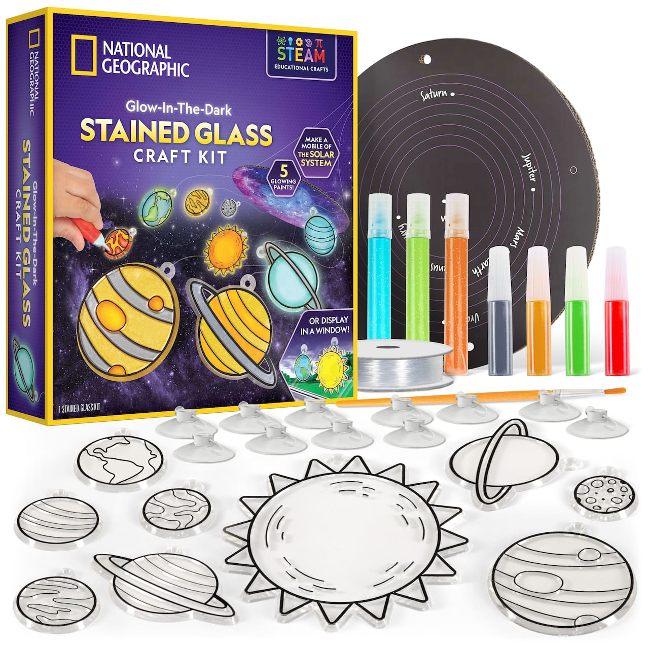 National Geographic™ The Solar System Glow-In-the-Dark Stained Glass Craft  Kit